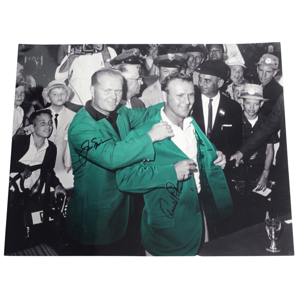 Arnold Palmer & Jack Nicklaus Signed 16x20 B&W With Colorized Jacket Presentation Photo JSA ALOA