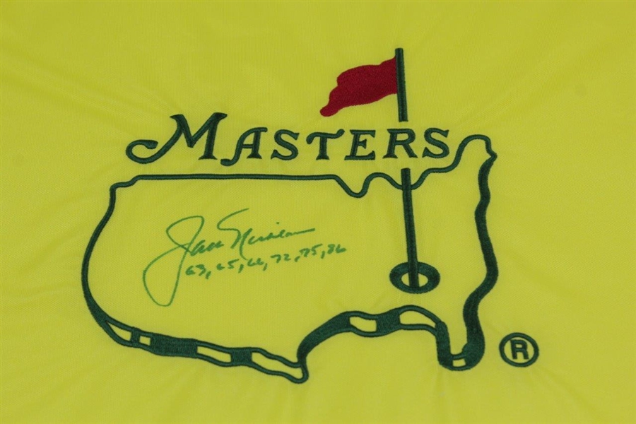 Jack Nicklaus Signed Masters Undated Flag with Years Won Notation JSA ALOA