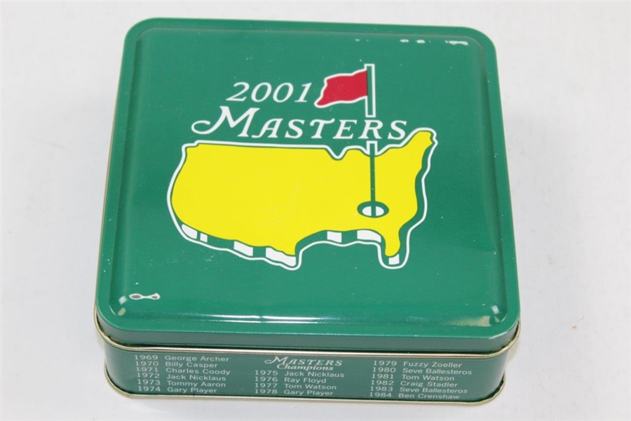 2001 Masters Tournament Cookie Tin with 'Tea Olive' Hole On Lid