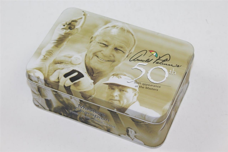 Arnold Palmer '50th Appearance at The Masters' Commemorative Tin with Balls & Coin