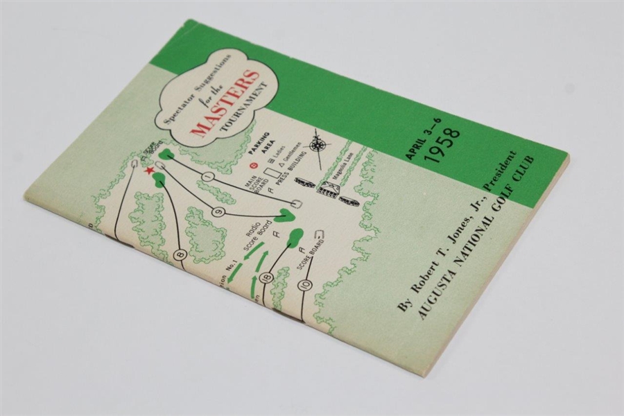 1958 Masters Tournament Spectator Guide - Arnold Palmer Winner - Excellent Condition