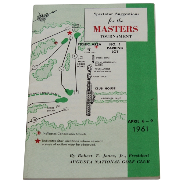 1961 Masters Tournament Spectator Guide - Gary Player Winner