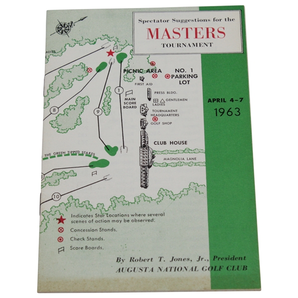 1963 Masters Tournament Spectator Guide - Jack Nicklaus Winner