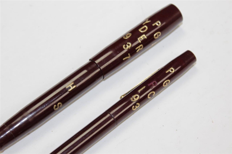 Horton Smith's 1937 Ryder Cup United States Team Issued 14k Chilton Pen & Pencil Set in Original Box