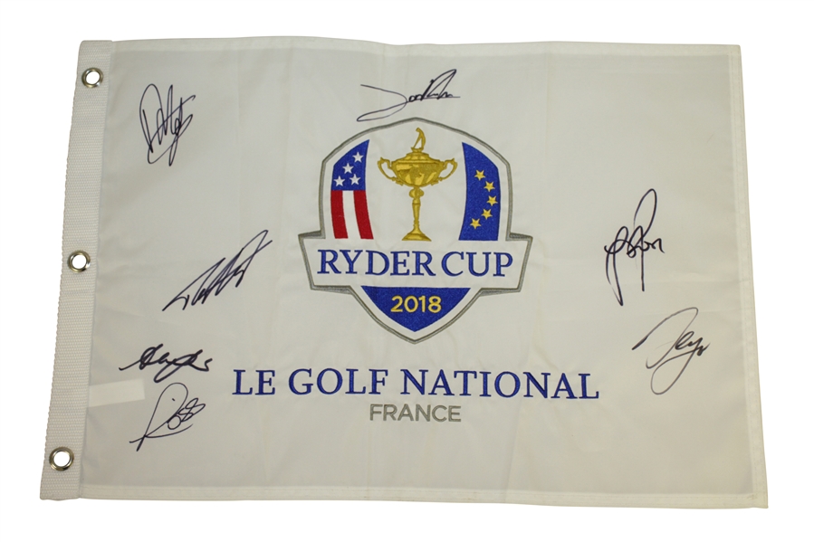 2018 Ryder Cup Flag Signed by Europeans Rahm, Rose, Garcia, Molinari & Others JSA ALOA