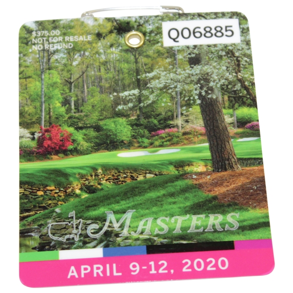 2020 Masters Tournament Series Badge #Q06885 - Dustin Johnson Winner