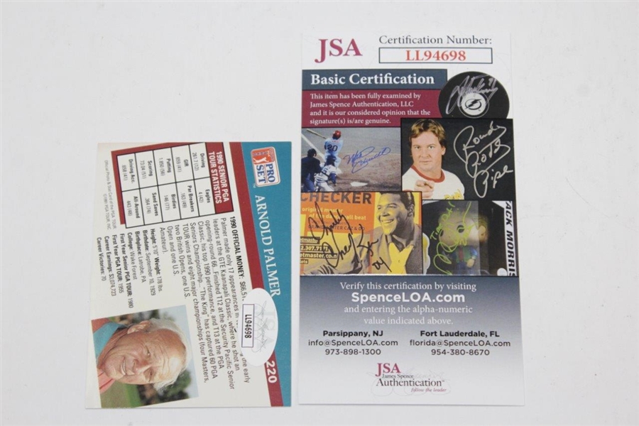 Arnold Palmer Signed 1990 Pro-Set Golf Card #LL94698 JSA ALOA