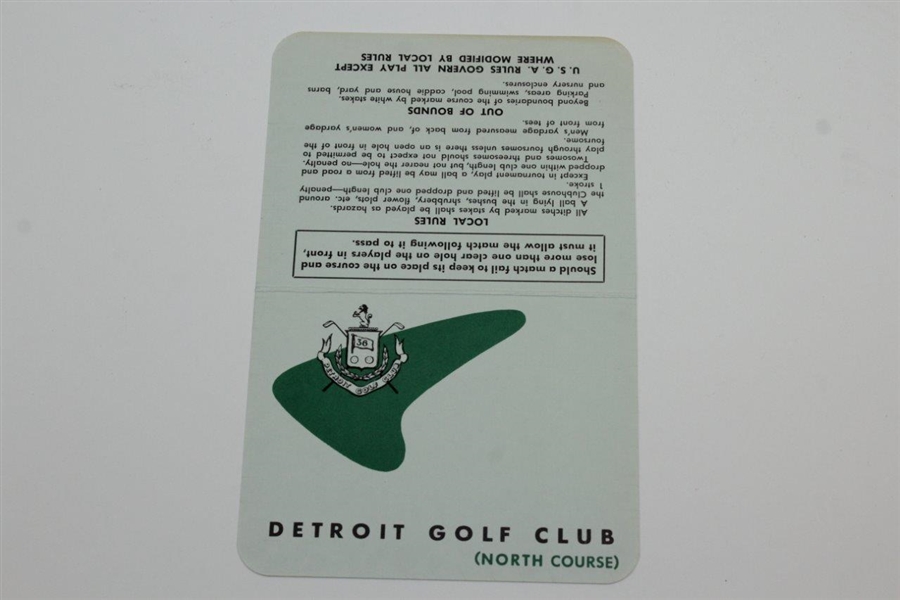 Horton Smith Signed & Dated (7/17/1960) Detroit Golf Club (North Course) Scorecard JSA ALOA