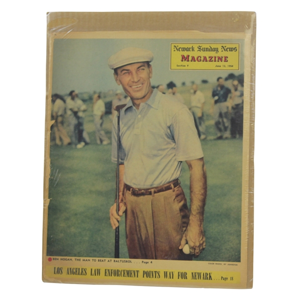 1954 Newark Sunday Newspaper with Ben Hogan on Cover - June 13th