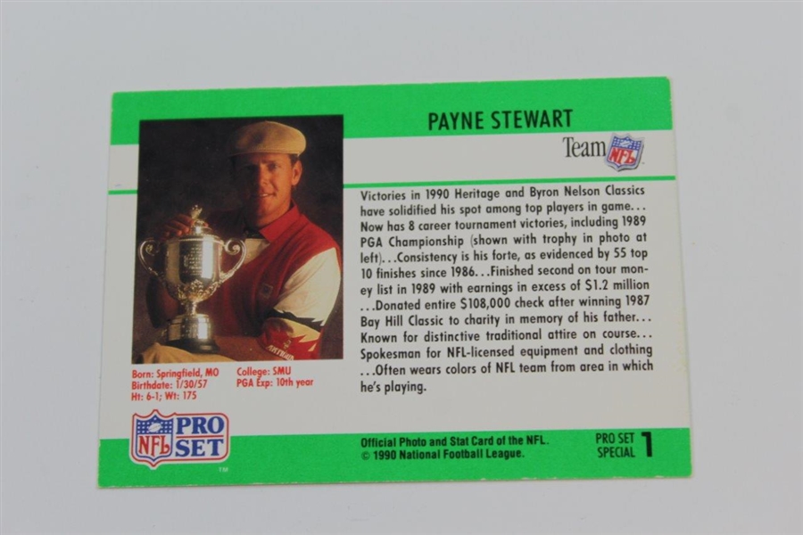 Payne Stewart Signed 1990 NFL Pro-Set Card with Personalization JSA ALOA