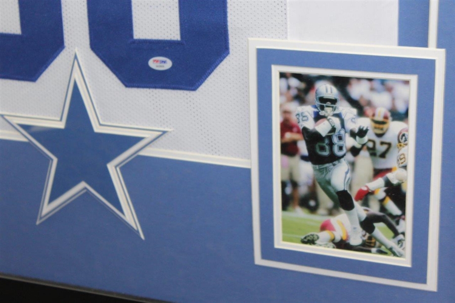 Michael Irvin Signed Blue & White Cowboys #88 Jersey with Two Photos - Framed PSA/DNA #8A09608