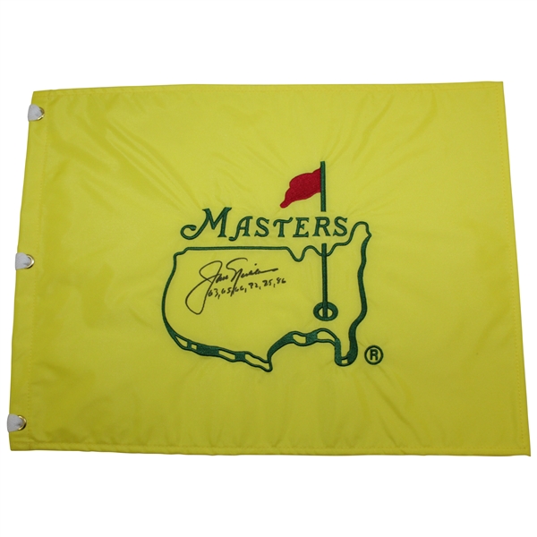 Jack Nicklaus Signed Masters Undated Embroidered Flag With Years Won Notation JSA ALOA