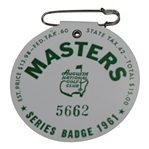 1961 Masters Tournament SERIES Badge #5662 with Original Pin