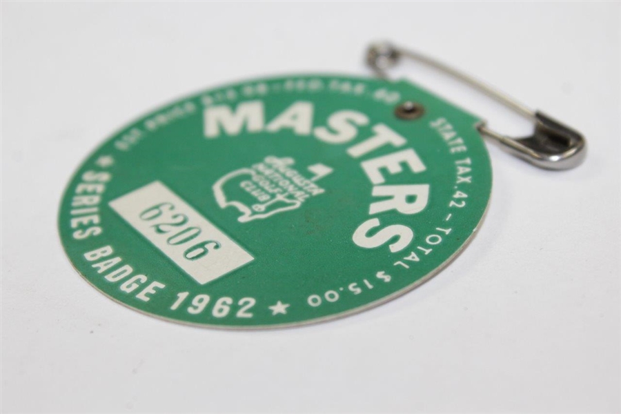 1962 Masters Tournament SERIES Badge #6206 with Original Pin