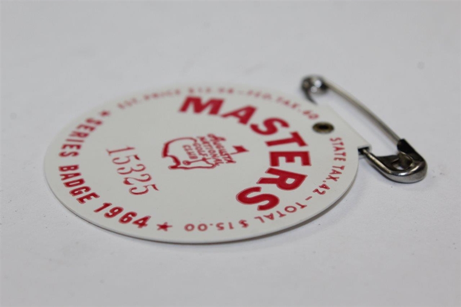1964 Masters Tournament SERIES Badge #15325 with Original Pin