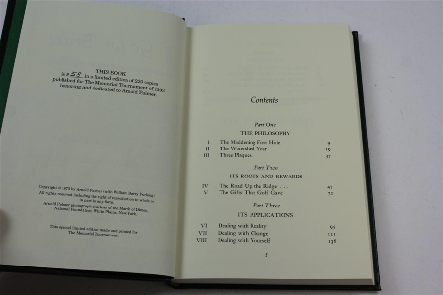 1993 The Memorial Tournament Ltd Ed Book Honoring & Dedicated to Arnold Palmer #58/220
