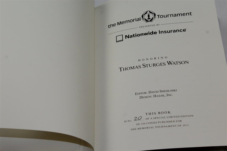 2012 The Memorial Tournament Ltd Ed Book Honoring & Dedicated to Tom Watson #20/250