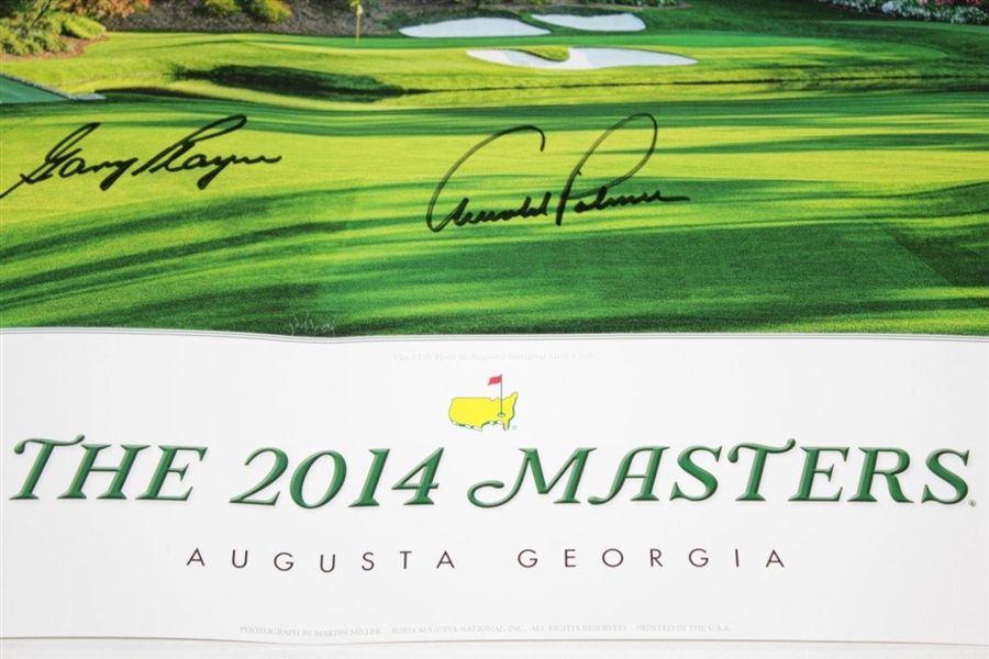 Arnold Palmer, Jack Nicklaus, & Gary Player 'Big Three' Signed 2014 Masters Tournament Poster JSA ALOA