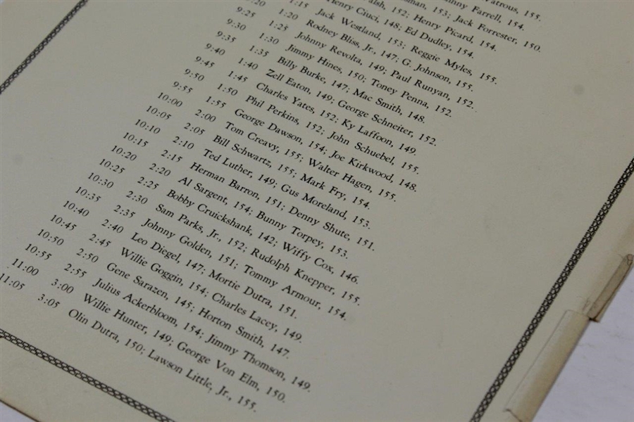1934 US Open at Merion Cricket Club Program With Seldom Seen Pairing Sheet