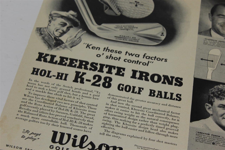 1938 Wilson Advertising with Gene Sarazen, Guldahl, Revolta, & 1st Look @ Sam Snead