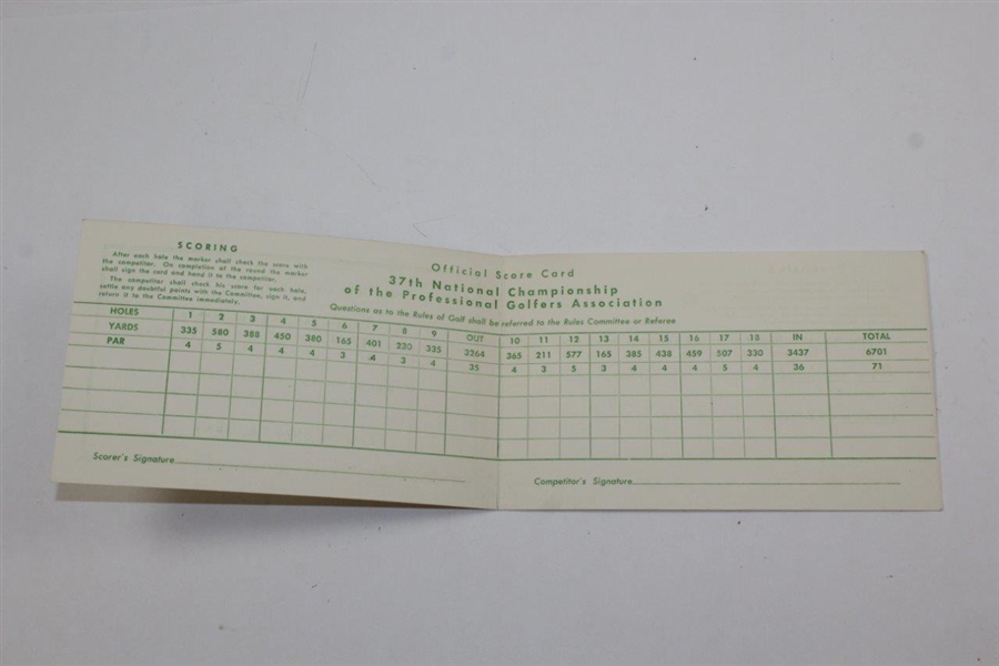 1955 PGA Championship at Meadowbrook CC Scorecard - Northville, Michigan