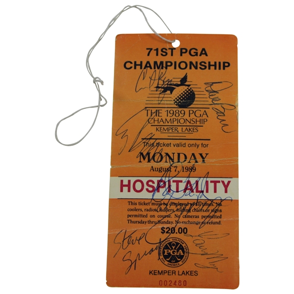 Multi-Signed 1989 PGA Championship at Kemper Lakes Monday Ticket - Payne Win JSA ALOA