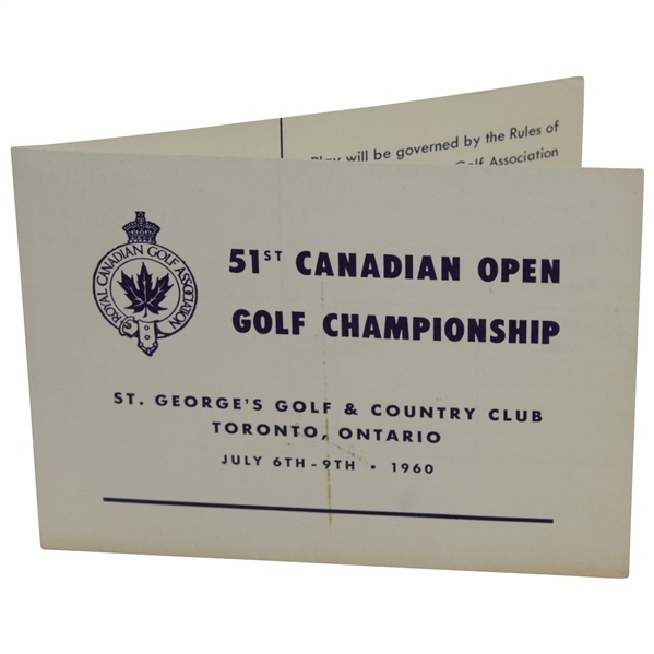 Art Wall Signed 1960 Canadian Open Championships at St. George's G&CC Scorecard JSA ALOA