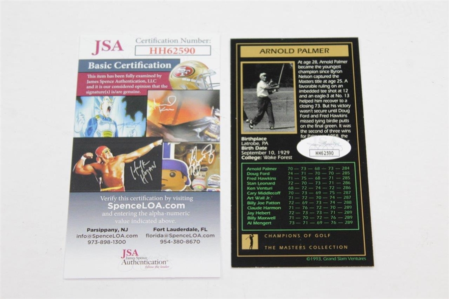 Arnold Palmer Signed Champions of Golf 1958 Masters Collection GSV Card - 1993 JSA #HH62590
