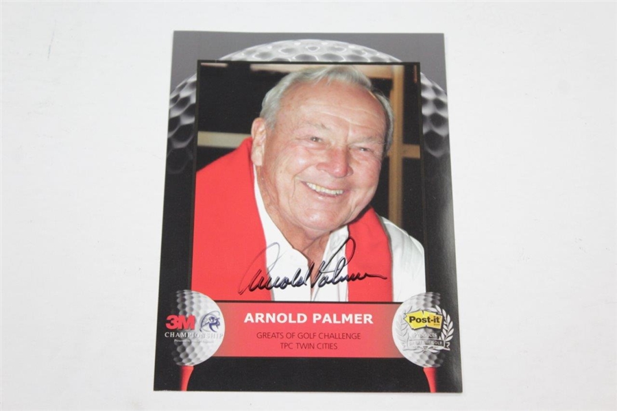 Arnold Palmer Signed 3M 5x7 Color 'Greats of Golf Challenge' Photograph Card JSA #KK05950