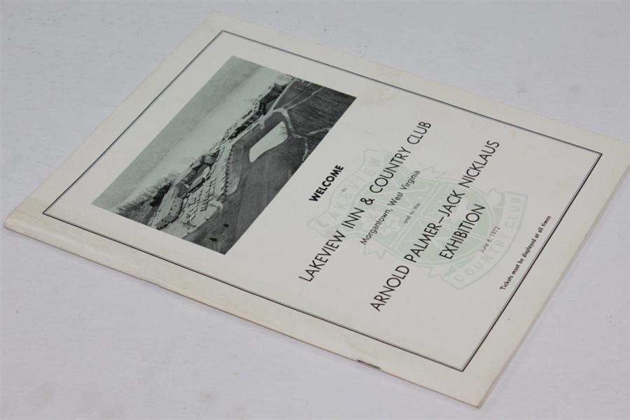1972 Arnold Palmer-Jack Nicklaus Exhibition Program - Lakeview Inn & CC, WV