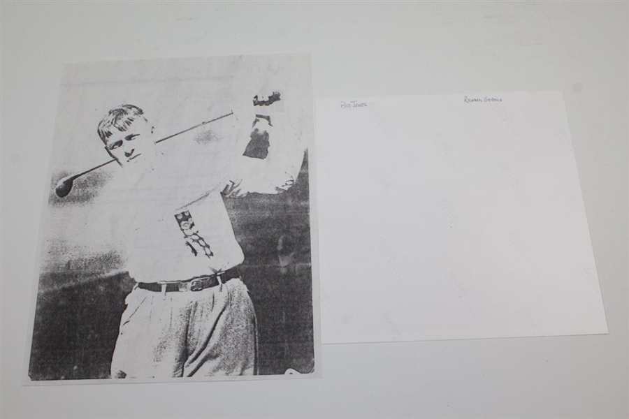 Bobby Jones Personal Original Sepia Photo Posed at Finish of Swing w/Richard Gordin Letter