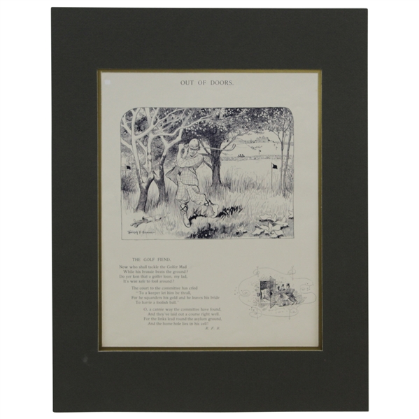 Circa 1897 “Out of Doors” 8x10 with Poem “The Golf Friend” by R. F. B. Accompanying the Illustration - Matted