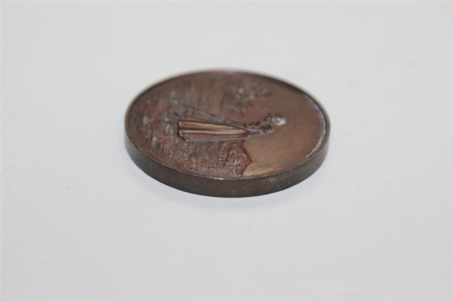 Circa 1920's Bronze Monthly Medal Won By Medal with Woman Golfer Depiction