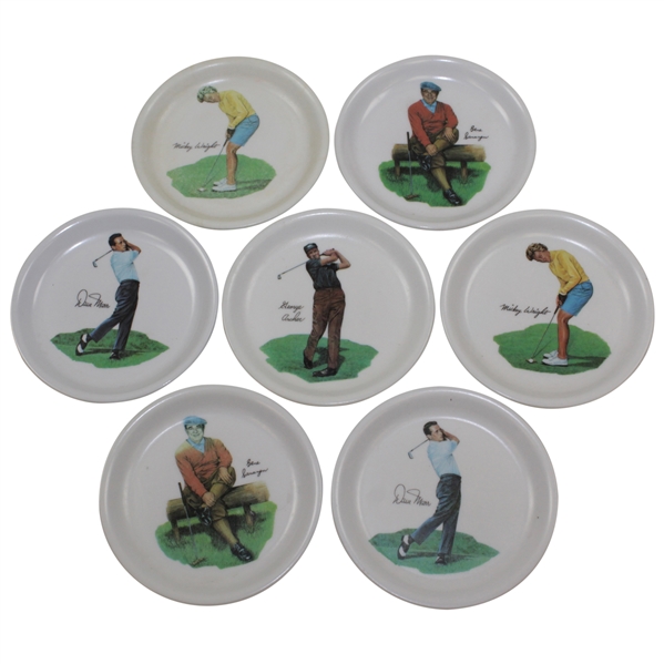 Seven (7) Wilson Golf Player Coasters Coasters Featuring Sarazen (2) Wright (2) Marr (2) & George Archer