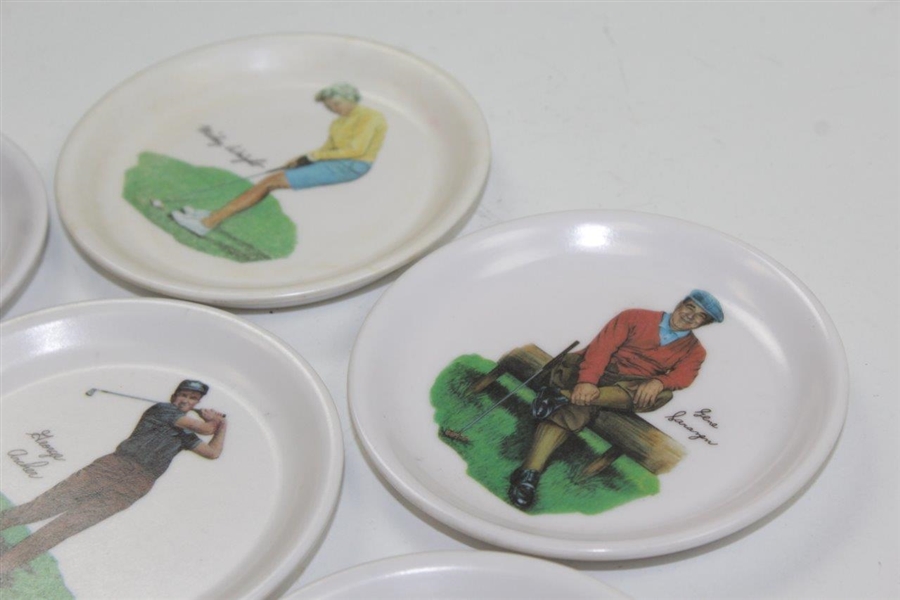 Seven (7) Wilson Golf Player Coasters Coasters Featuring Sarazen (2) Wright (2) Marr (2) & George Archer