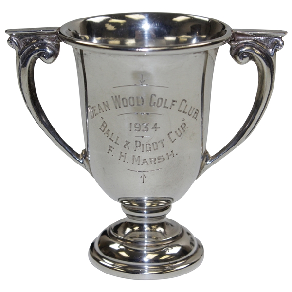 1934 Dean Wood Golf Club’s Prestigious Pignot Cup - Hallmarked English Sterling Silver 2 Handled Trophy Cup