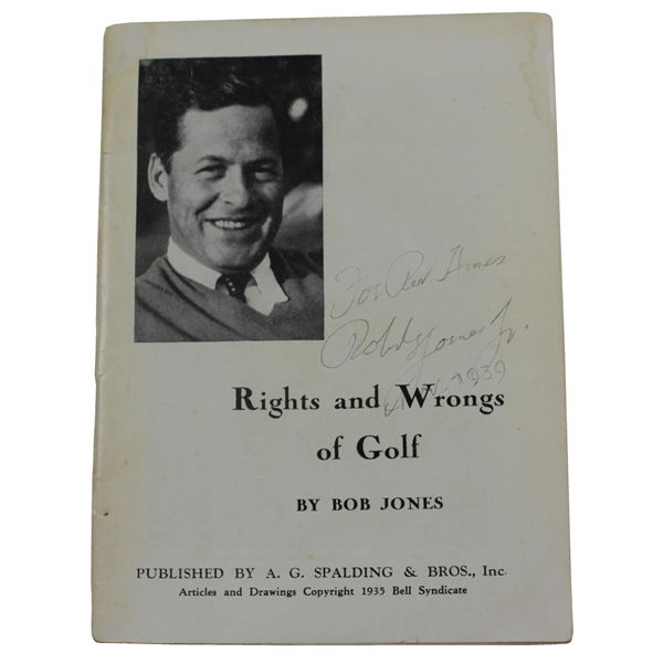 Bobby Jones Signed 1935 'Rights and Wrongs of Golf' Spalding Booklet JSA ALOA