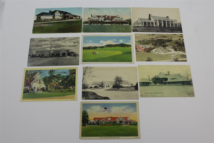 Lot of Nineteen (19) Connecticut Antique Golf Postcards
