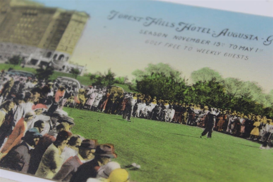 Two Bobby Jones Postcards opening The Forrest Hills-Ricker Hotel in Augusta GA
