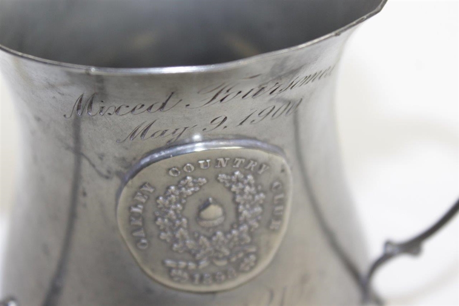 1900 Oakley Country Club Mixed Foursome Best Net Pewter Three-Handle Tankard Trophy
