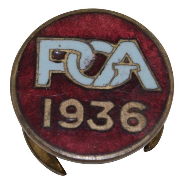 1936 US PGA Tour Player’s Red, Blue & Gold Enamel on Brass Badge - Seldom Seen