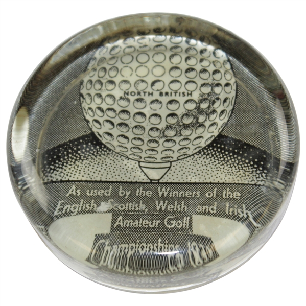 1933 North British Golf Glass Paperweight Advertising Used by the Winners of the Amateur Championships