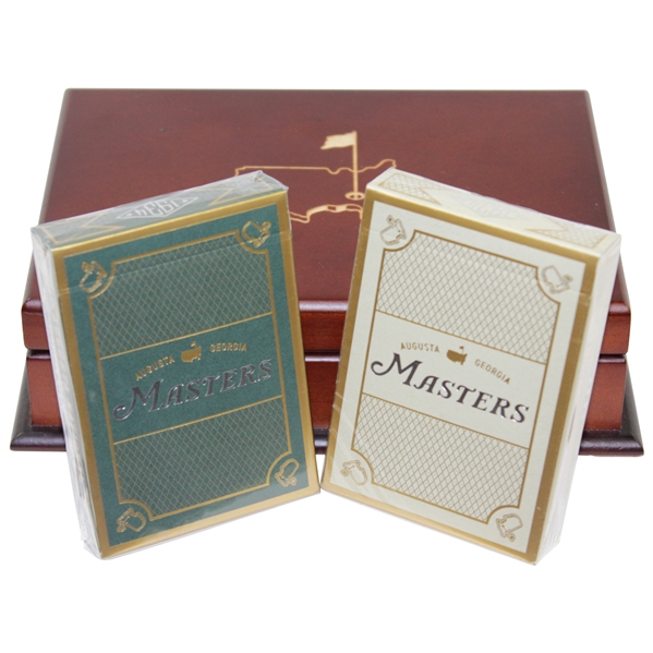 Deluxe Augusta National Golf Club Masters Playing Card Sets In Cherry Wood Box - Unopened