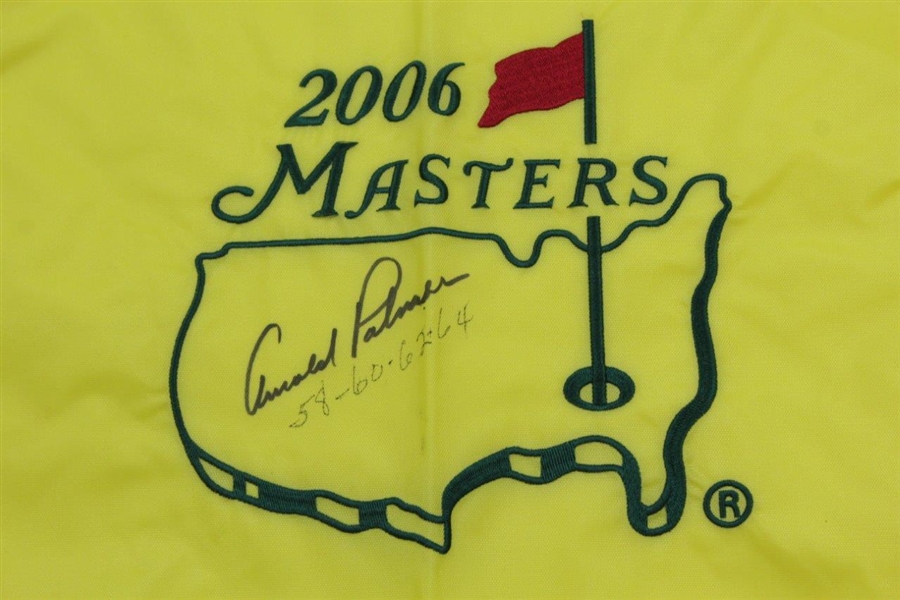 Arnold Palmer Signed 2006 Masters Embroidered Flag with Years Won Notation JSA ALOA