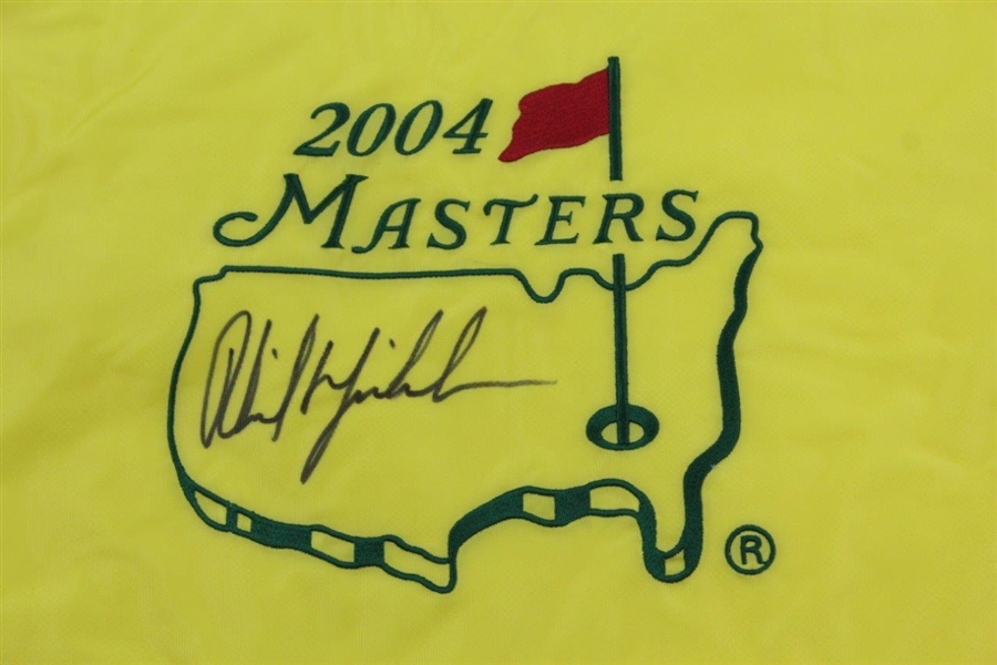 Phil Mickelson Signed 2004 Masters Embroidered Flag JSA ALOA