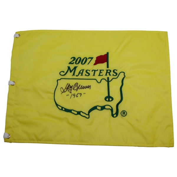 Gay Brewer Signed 2007 Masters Embroidered Flag with Year Won Notation JSA ALOA
