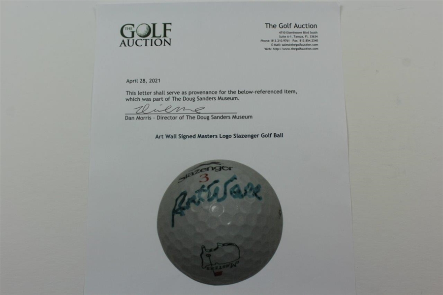 Art Wall Signed Masters Logo Slazenger Golf Ball JSA ALOA