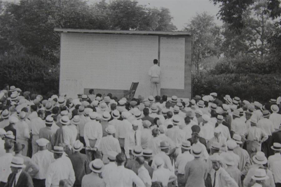 1933 'Leader Board at North Shore' US Open Record Breaking Score - Johnny Goodman Wire Photo
