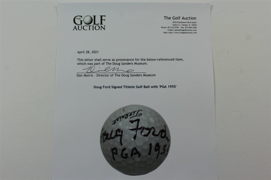 Doug Ford Signed Titleist Golf Ball with 'PGA 1955' JSA ALOA