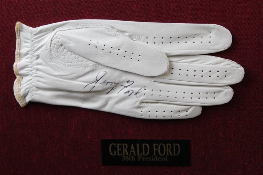 Golf Gloves Signed by Seven (7) Presidents of the United States - Matted & Framed JSA ALOA